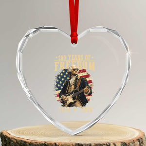 250 Years of Freedom George Washington Rock Star Heart Crystal Glass Ornament Funny Electric Guitar Player Vintage American Flag 1776 to 2026 Semiquincentennial