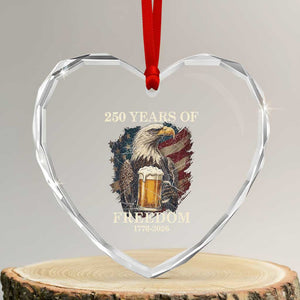 250 Years Of Freedom Heart Crystal Glass Ornament Bald Eagle Drinking Beer American Flag TS14 Transparent Glass 3'' Heart Print Your Wear