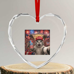 250 Years Of Freedom Heart Crystal Glass Ornament Funny Cat Selfie 4th of July Party TS14 Transparent Glass 3'' Heart Print Your Wear