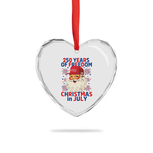 250 Years Of Freedom Heart Crystal Glass Ornament Funny Santa Christmas in July