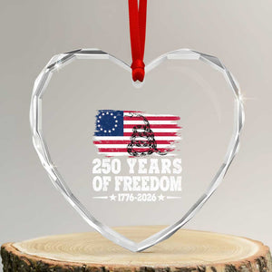 250 Years Of Freedom Heart Crystal Glass Ornament Gadsden Flag American Patriot US