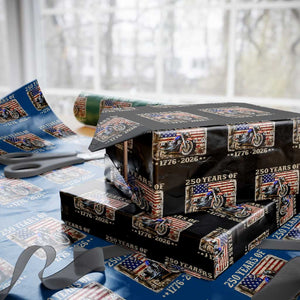 250 Years Of Freedom Motorcycle Patriotic Biker 1776 2026 Wrapping Paper Roll