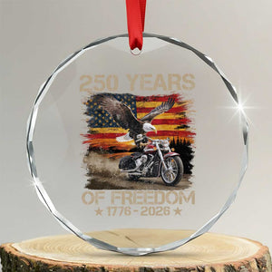 250 Years Of Freedom Patriotic Biker US Flag Motorcycle Lover Crystal Glass Ornament TS11 Transparent Glass 3'' Circle Print Your Wear