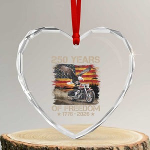 250 Years Of Freedom Patriotic Biker US Flag Motorcycle Lover Heart Crystal Glass Ornament