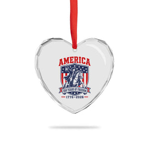 250 Years of Freedom Paul Revere Midnight Ride Heart Crystal Glass Ornament Patriotic Historical Revolution American Flag Shield