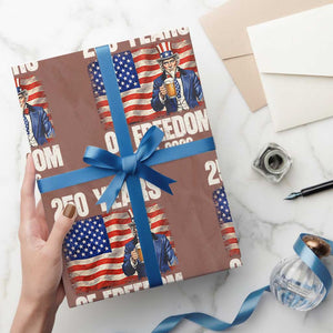 250 Years Of Freedom Wrapping Paper Roll Patriotic Uncle Sam TS12 Mocha Print Your Wear