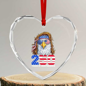 250 Years of Independece Patriotic Eagle Heart Crystal Glass Ornament 1776 2026 USA Flag 4th of July Semiquincentennial TS02 Transparent Glass 3'' Heart Print Your Wear