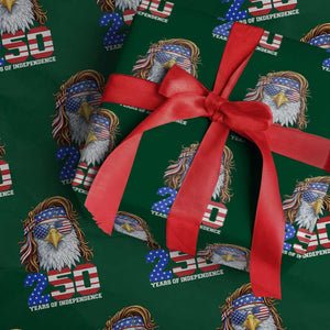 250 Years of Independece Patriotic Eagle Wrapping Paper Roll 1776 2026 USA Flag 4th of July Semiquincentennial TS02 Green Print Your Wear