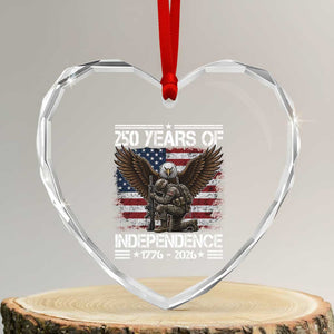 250 Years Of Independence Military Army Heart Crystal Glass Ornament 250th Anniversary USA Bald Eagle