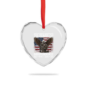 250 Years Of Independence Military Army Heart Crystal Glass Ornament 250th Anniversary USA Bald Eagle