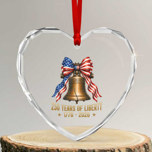 250 Years Of Liberty Heart Crystal Glass Ornament American Heritage Bell Graphic
