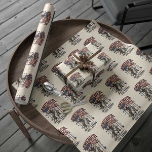 250 Years Since 1776 Cowboy on Horseback Wrapping Paper Roll Vintage Patriotic Western Style American Flag Semiquincentennial