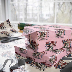 250 Years Since 1776 Cowboy on Horseback Wrapping Paper Roll Vintage Patriotic Western Style American Flag Semiquincentennial
