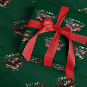 250 Years USA Wrapping Paper Roll Patriotic Eagle America Flag 250th Anniversary 1776 2026 TS10 Green Print Your Wear
