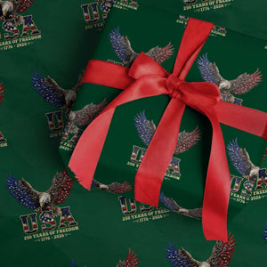 250 Years USA Majestic Bald Eagle Wrapping Paper Roll American Flag Wings Patriotic Semiquincentennial 250th Anniversary TS02 Green Print Your Wear