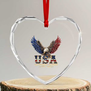 250 Years USA Majestic Bald Eagle Heart Crystal Glass Ornament American Flag Wings Patriotic Semiquincentennial 250th Anniversary TS02 Transparent Glass 3'' Heart Print Your Wear