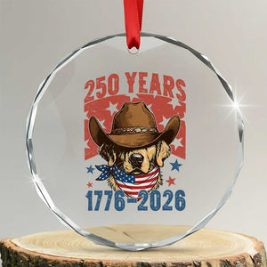 250th Anniversary USA Crystal Glass Ornament Western Golden Retriever 4th of July TS14 Transparent Glass 3'' Circle Print Your Wear