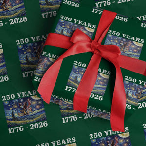 250th America Anniversary Wrapping Paper Roll Starry Night Patriotic Eagle Liberty Bell American Flag TS14 Green Print Your Wear