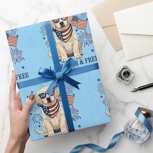 250th Anniversary USA Wrapping Paper Roll Labrador Retriever American Flag 4th of July TS14 Light Blue Print Your Wear