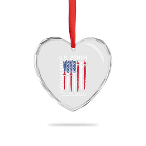 250th American Anniversary Heart Crystal Glass Ornament 250 Years America USA Flag Fighter Jets Patriotic Veterans TS10 Print Your Wear