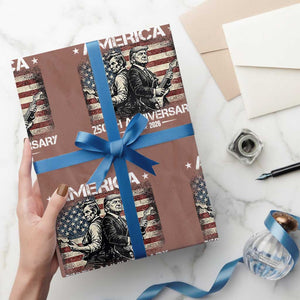 250th Anniversary Abraham Lincoln and Trump Rocking Wrapping Paper Roll Rock n Roll Electric Guitar Duel Patriotic 1776-2026 TS02 Mocha Print Your Wear