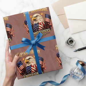 250th Anniversary Wrapping Paper Roll United States 250 Years Birthday 1776 2026 Eagle USA Flag TS10 Mocha Print Your Wear