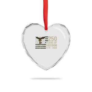250th Anniversary Heart Crystal Glass Ornament 1776 2026 250 Years Birthday Patriotic Camouflage USA Flag TS10 Print Your Wear