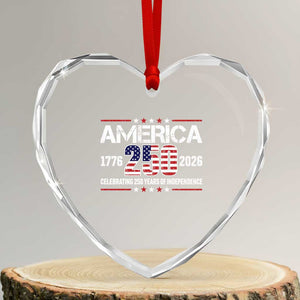 250th Anniversary Heart Crystal Glass Ornament American 250 Years Birthday Patriotic 1776 2026 TS10 Transparent Glass 3'' Heart Print Your Wear