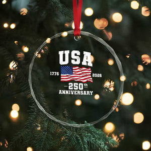 250th Anniversary USA 4th of July America US Flag Patriotic Crystal Glass Ornament TS11 Print Your Wear
