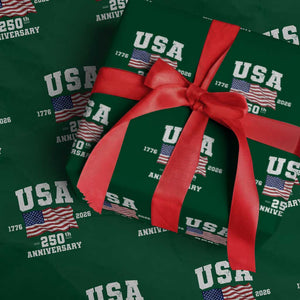 250th Anniversary USA 4th of July America US Flag Patriotic Wrapping Paper Roll TS11 Green Print Your Wear