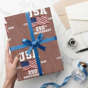 250th Anniversary USA 4th of July America US Flag Patriotic Wrapping Paper Roll TS11 Mocha Print Your Wear
