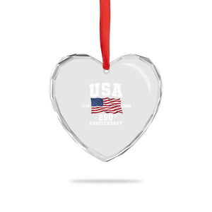 250th Anniversary USA 4th of July America US Flag Patriotic Heart Crystal Glass Ornament TS11 Print Your Wear