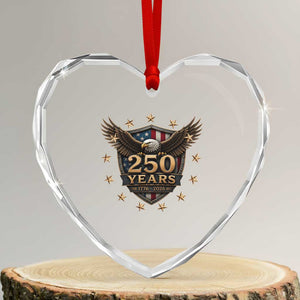 250th Anniversary USA Bald Eagle Heart Crystal Glass Ornament 250 Years 4th of July 1776 2026