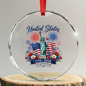 250th Anniversary USA Crystal Glass Ornament Patriotic Liberty Floral 250 Years American 4th July 1776 2026 TS10 Transparent Glass 3'' Circle Print Your Wear