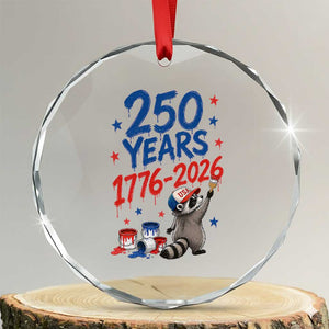 250th Anniversary USA Crystal Glass Ornament Patriotic Raccoon American Flag 4th of July TS14 Transparent Glass 3'' Circle Print Your Wear