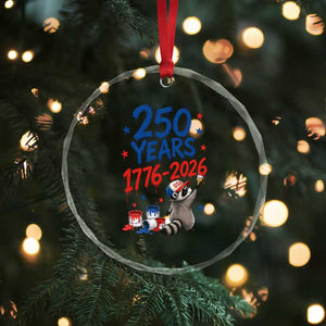 250th Anniversary USA Crystal Glass Ornament Patriotic Raccoon American Flag 4th of July TS14 Print Your Wear