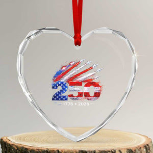 250th Anniversary USA Heart Crystal Glass Ornament Patriotic 250 Years American 4th July 1776 2026 TS10 Transparent Glass 3'' Heart Print Your Wear
