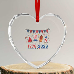 250th Anniversary USA Heart Crystal Glass Ornament Patriotic Watermelon Hotdog Firework 250 Years American 1776 2026 250th 4th July