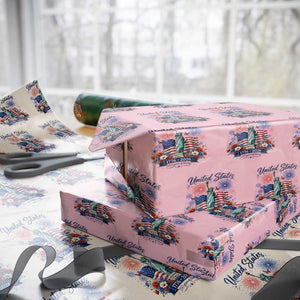 250th Anniversary USA Wrapping Paper Roll Patriotic Liberty Floral 250 Years American 4th July 1776 2026 TS10 Light Pink Print Your Wear