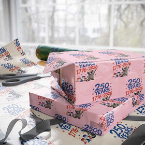 250th Anniversary USA Wrapping Paper Roll Patriotic Raccoon American Flag 4th of July TS14 Light Pink Print Your Wear