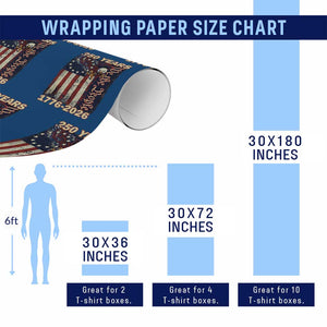 250th Anniversary USA Patriotic Wrapping Paper Roll 250 Years We The People Vintage Bald Eagle TS11 Print Your Wear