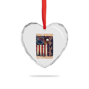 250th Anniversary USA Patriotic Heart Crystal Glass Ornament 250 Years We The People Vintage Bald Eagle TS11 Print Your Wear