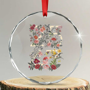2547 Wildflower Floral Graphic Crystal Glass Ornament Subtle Coded 25th Amendment Political Satire Aesthetic TS02 Transparent Glass 3'' Circle Print Your Wear