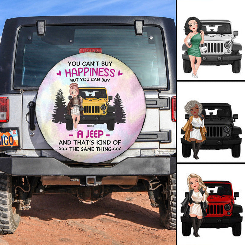 Custom Jeep Tire Cover With Camera Hole, You Cant Buy Happiness But You Can Buy A Jeep Spare Tire Cover CTM Custom - Printyourwear