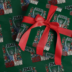 25th Amendment Now 2547 Wrapping Paper Roll Statue of Liberty Floral Political Statement Graphic TS02 Green Print Your Wear