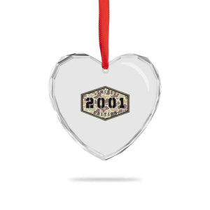 25th Birthday Hunting Heart Crystal Glass Ornament 2001 Limited Edition Vintage Camouflage Gifts For Turning 25