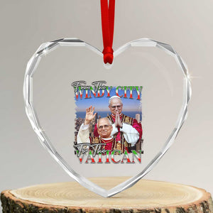 267th Pope Leo XIV Heart Crystal Glass Ornament From The Windy City To The Vatican US Chicago Pride TS02 Transparent Glass 3'' Heart Print Your Wear