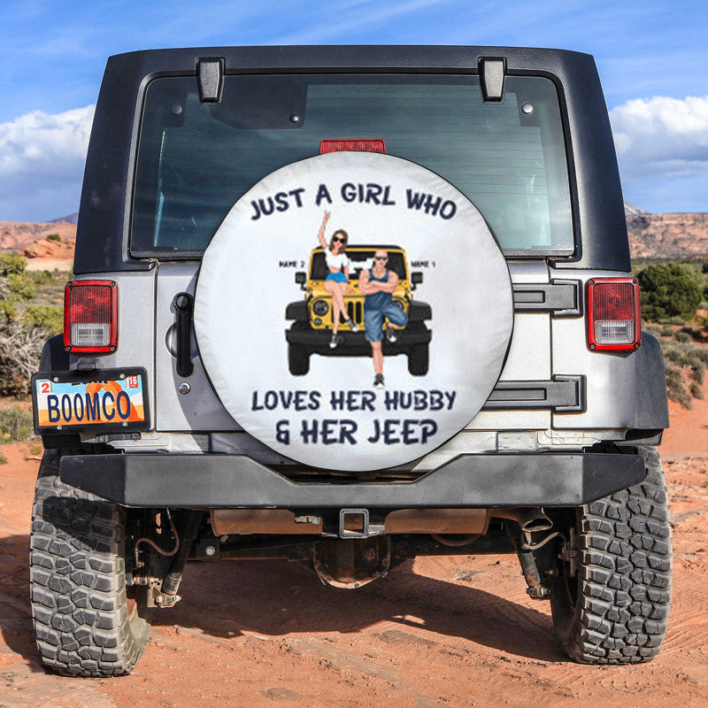 Custom Jeep Tire Cover With Camera Hole, Husband And Wife Jeeping Partners For Life Spare Tire Cover CTM Custom - Printyourwear