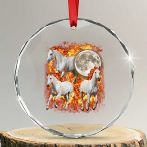 3 Fire Horses Moon Equestrian Crystal Glass Ornament Year Of The Fire Horse Joke TS11 Transparent Glass 3'' Circle Print Your Wear