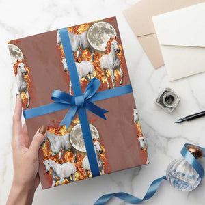 3 Fire Horses Moon Equestrian Wrapping Paper Roll Year Of The Fire Horse Joke TS11 Mocha Print Your Wear